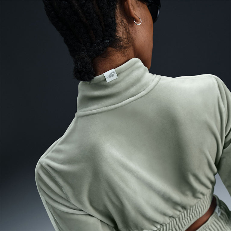 Nike Sportswear Collection Cropped Velour Full-Zip Sweater