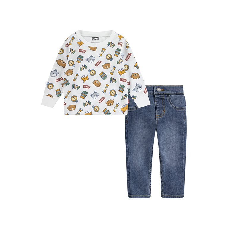 Levis Infant All Over Print Hiking T-Shirt and Pant Set