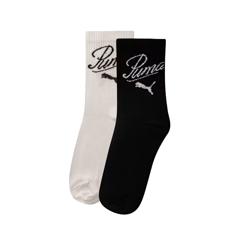 Puma 2 Pack Script Logo Crew Socks