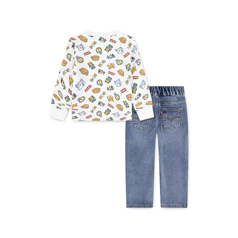 Levis Toddlers All Over Print Hiking T-Shirt and Pant Set